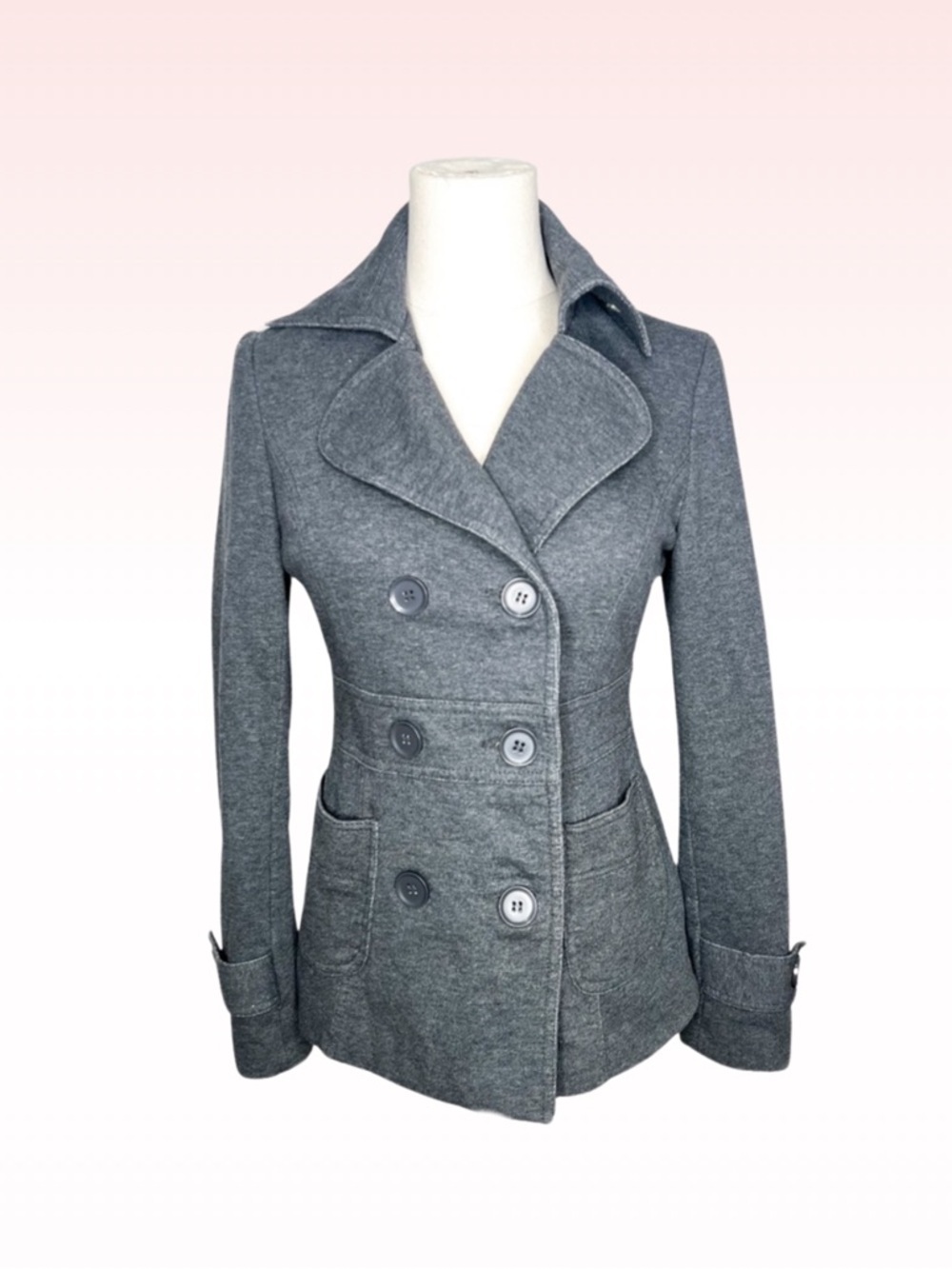 FOREVER 21 Gray Double Breasted Button Coat (Sz S)